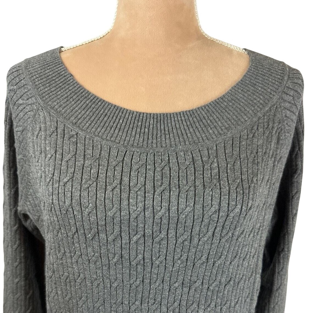 Talbots Womens Sz X US/12 Sweater Lightweight Gray Cable Knit 3/4 Sleeve NEW - Picture 1 of 7